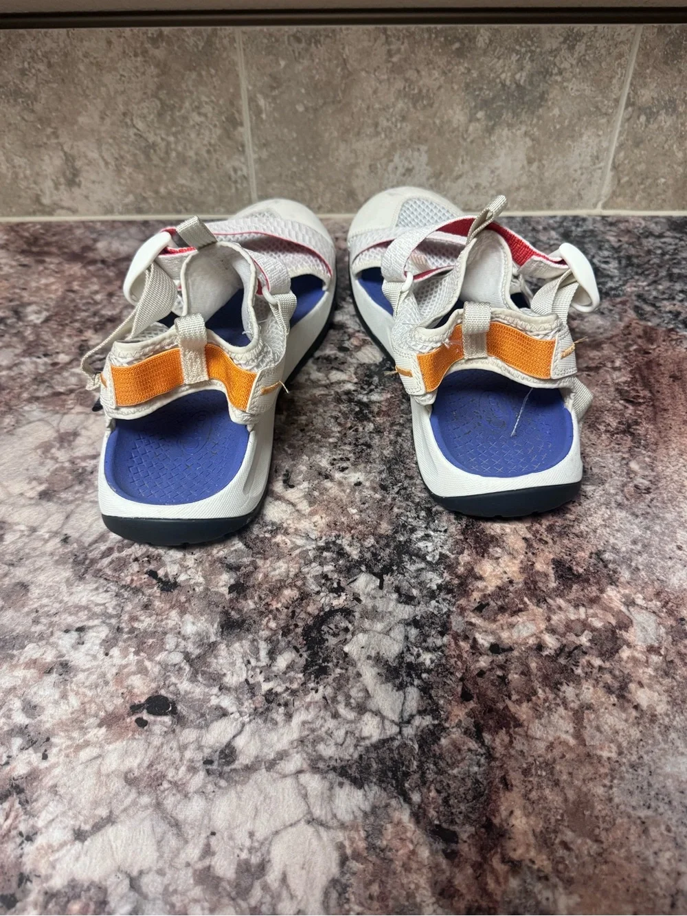 Chaco Odyssey Mesh Closed Toe Water Sport Sandals Gray Orange Blue